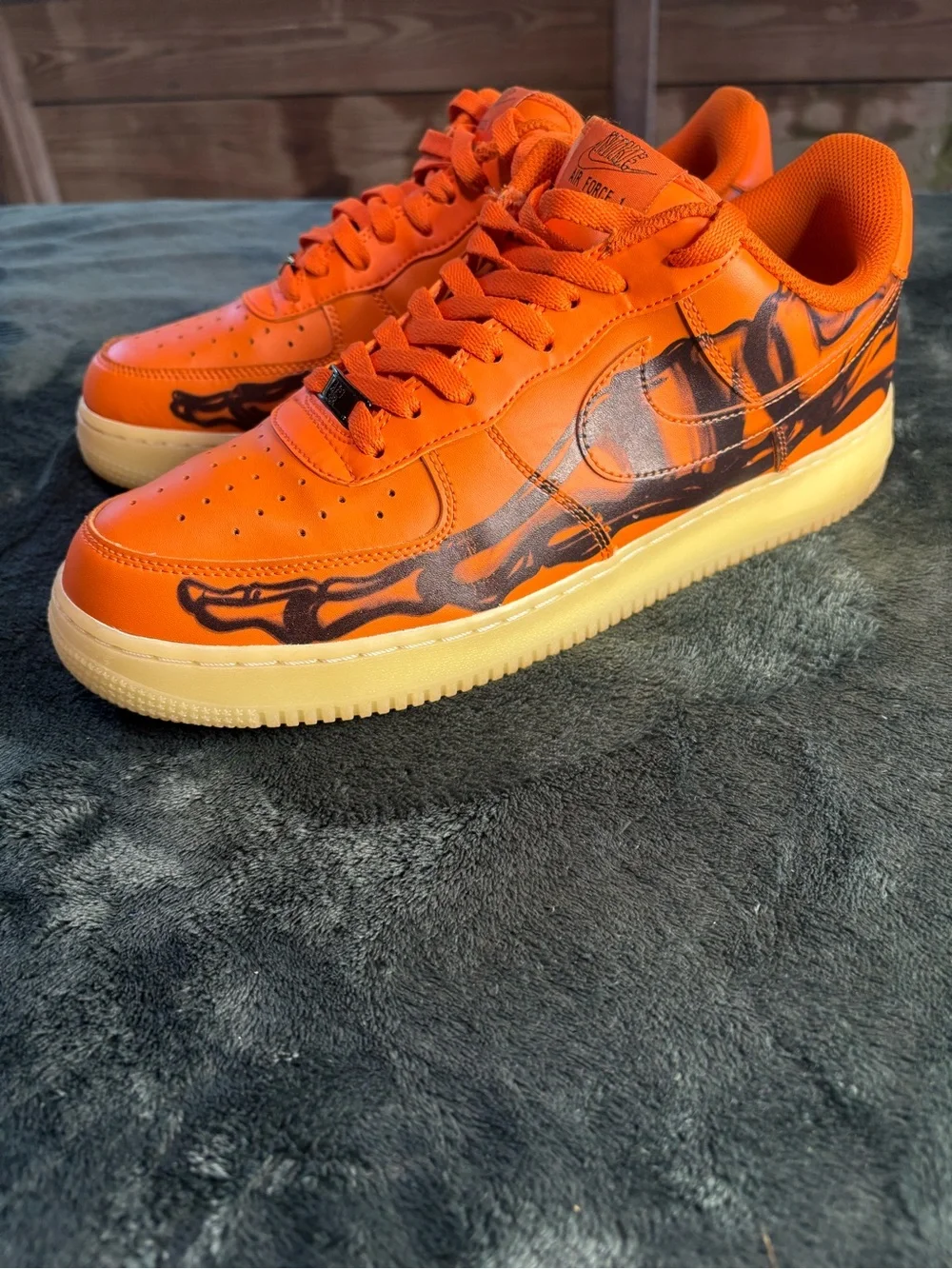 Nike Air Force 1 Low Orange Skeleton Halloween 2020 CU8067-800 Men’s Size 11.5